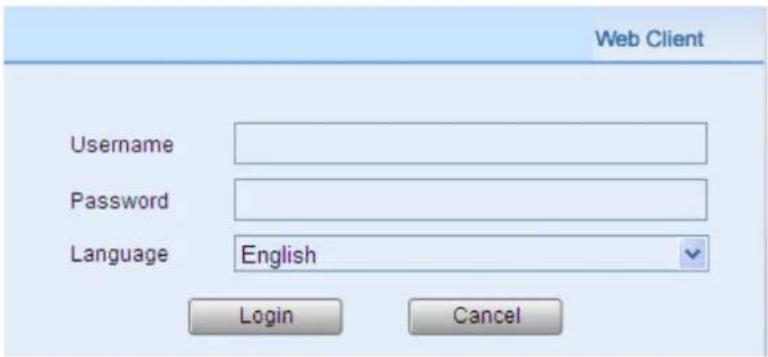 Web Client Username Password Language English Login Cancel
