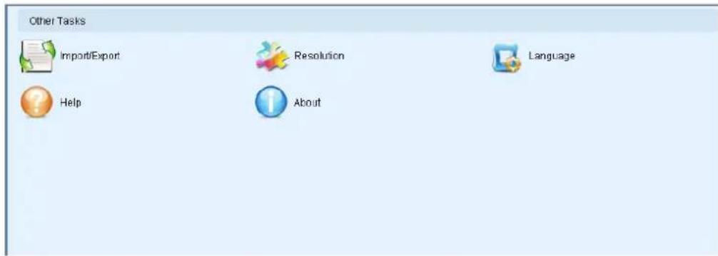 Other Tasks Import/Export Resolution Language Help About