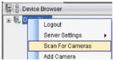 Device Browser Logout Server Settings Scan For Cameras Add Camera