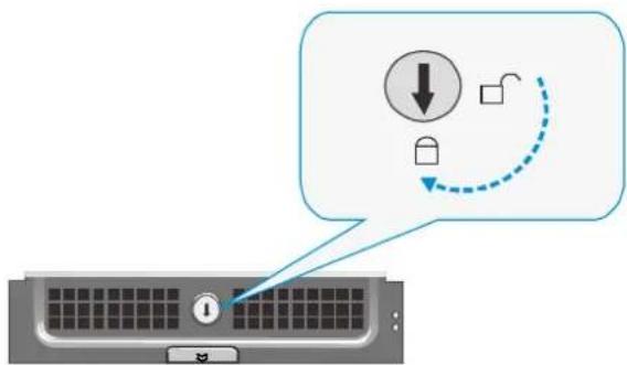 Diagram showing a computer monitor with an icon and a speech bubble indicating lock state change, accompanied by a blue dashed arrow.