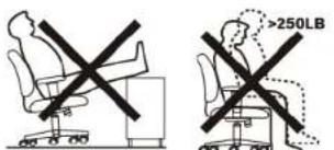 Diagram showing two scenarios of a person using a seatbelt, with one marked as '≥250LB' and another indicating a larger limit.