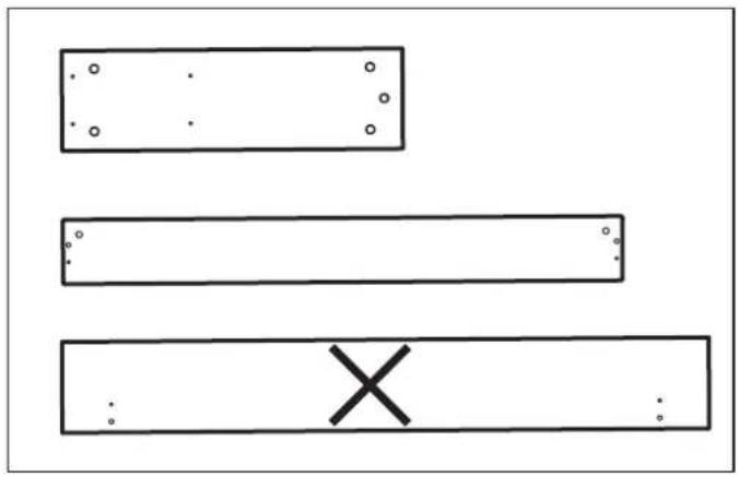 Diagram showing three rectangular shapes with dots and a cross symbol, likely representing a basic arithmetic or logic puzzle.