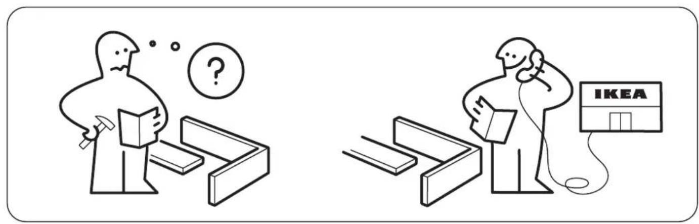 Illustration showing two scenes: one with a person thinking and holding a book, the other with a person examining books and a IKEA device connected to it.