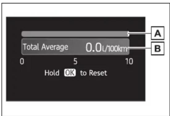 Total Average 0.0L/100km Hold OK to Reset A B
