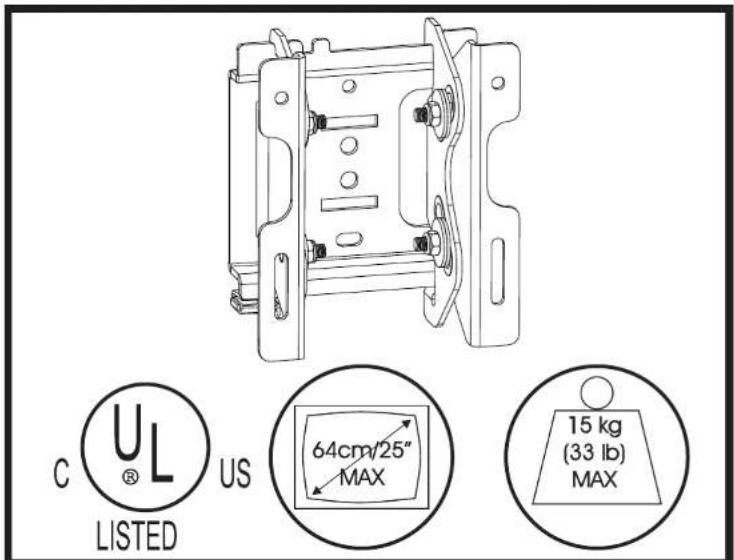 C UL US LISTED 64cm/25" MAX 15 kg (33 lb) MAX