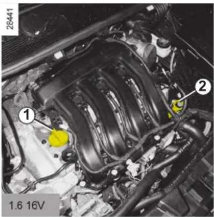 RENAULT Megane (2008) - OLJENIVÅ I MOTORN: Tömning/påfyllning (1/2) - 1