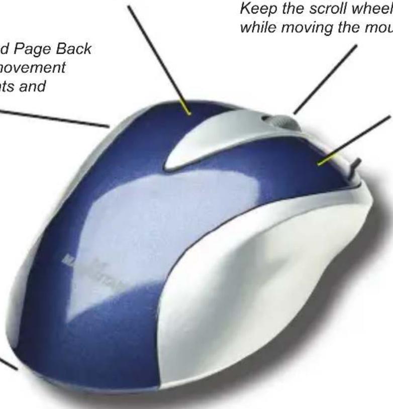 d Page Back movement ts and Keep the scroll wheel while moving the mou