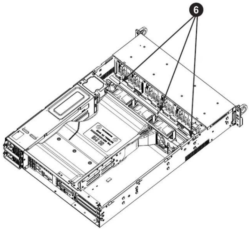 Technical diagram of a server rack with labeled components and numbered annotation '6'