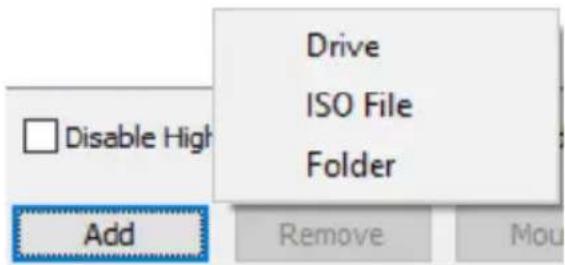 Drive ISO File Folder Disable High Add Remove Mou