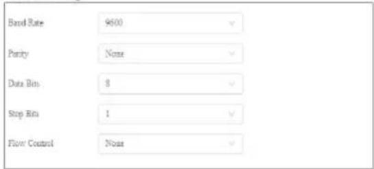 Band Rate 9600 Parity None Data Bits 8 Stop Bits 1 Flow Control None