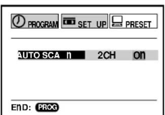 PROGRAM SET UP PRESET AUTO SCA n 2CH On END: PROG