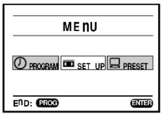 M E N U PROGRAM SET UP PRESET E N D: PROG ENTER