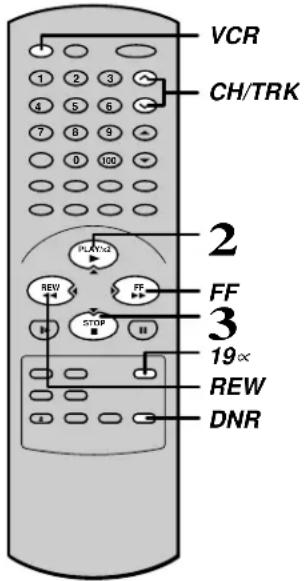 VCR 1 2 3 4 5 6 7 8 9 0 100 CH/TRK 2 FF 3 19∞ REW DNR