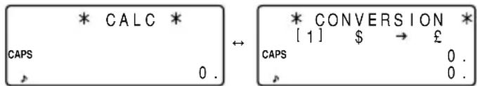 CAPS * CALC * 0 . ↔ CAPS * CONVERSION * [1] $ → £ 0 . 0 .