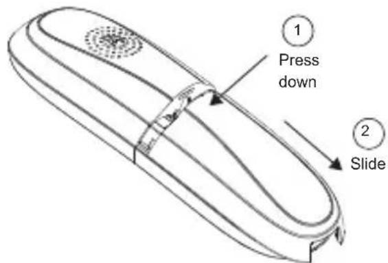 1 Press down 2 Slide