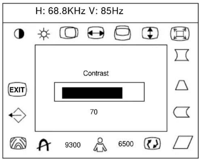 H: 68.8KHz V: 85Hz Contrast 70 EXIT 9300 6500