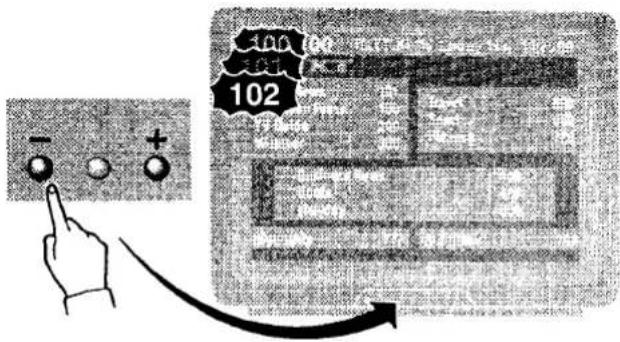 Diagram showing a hand interacting with a touchscreen display and a screen displaying '102' with a badge labeled '100'.