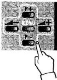 Hand interacting with a four-step diagram showing vehicle positions and directional arrows