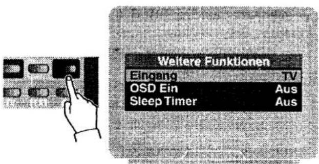 Weitere Funktionen Einhang TV OSD Ein Aus Sleep Timer Aus