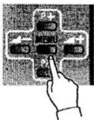Hand interacting with a digital interface displaying 'MENU' and icons for menu functions