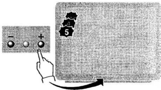 Diagram showing a hand pressing a button on a computer screen with a numbered label '5' and directional arrow