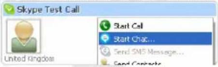 Skype Test Call United Kingdom Start Call Start Chat... Send SMS Message... Send Caption