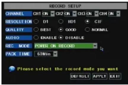 Monacor DMR-1904LCD - Record setup - 1