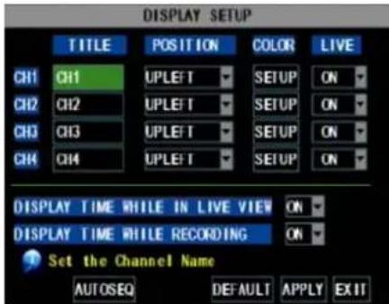 Monacor DMR-1904LCD - Camera setup - 1