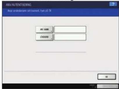 TOSHIBA E-Studio 6570c - Menyn för användarautentisering visas. - 1