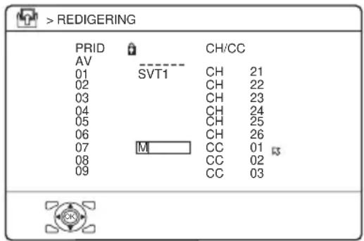 > REDIGERING PRID CH/CC AV 01 SVT1 CH 21 02 CH 22 03 CH 23 04 CH 24 05 CH 25 06 CH 26 07 M CC 01 08 CC 02 09 CC 03