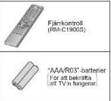 Fjärnkontroll (RM-C1900S) "AAAvR03"-batterier [For att bekråfts att TV-in füngenar]