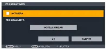PROGRAMTHER ACTIVERA PROGRAMLISTA INSTALLNINGAR OK AVERYT Enter:JALJ Fact:AYSLUTA ? :FLYTTA