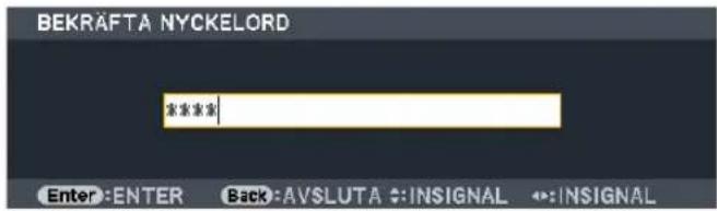 BEKRÄFTA NYCKELORD ***| Enter:ENTER Back:AVSLUTA :IN SIGNAL :IN SIGNAL