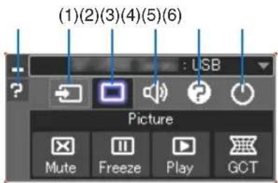 (1)(2)(3)(4)(5)(6) : USB Picture Mute Freeze Play GCT