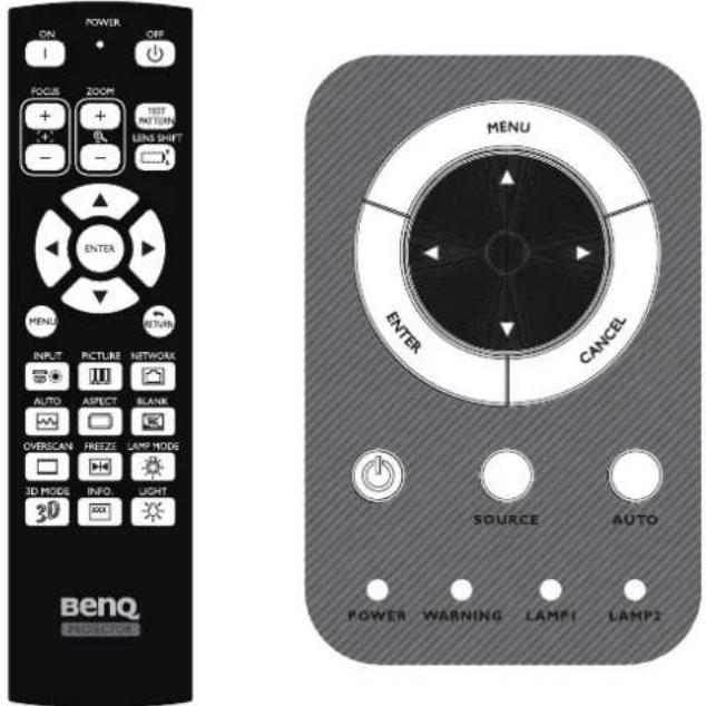 ON POWER OFF FOCUS ZOOM TEST INPUT LENS SHIFT + - ENTER MENU RETURN INPUT RCTUBE NETWORK AUTO ASPECT BLANK OVERSCAN FREEZE LAMP MODE 3D MODE INFO. LIGHT 3D 300 MENU CANCE SOURCE AUTO POWER WARNING LAMP1 LAMP2 Benoq PRODUCTION