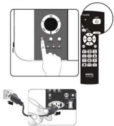Diagram showing a hand interacting with a remote control via a cable, alongside its close-up view of the device.