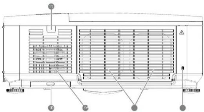 Technical diagram of a mechanical or electrical enclosure with numbered components and labeled parts