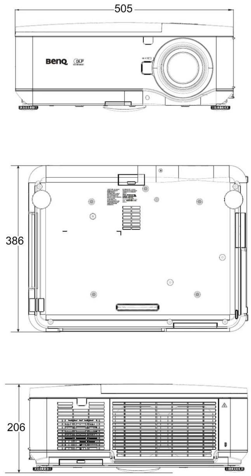 BENQ PX9600 - Dimensions - 1