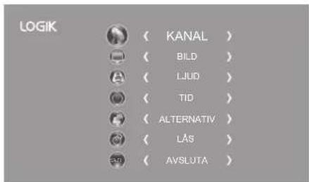 LOGIK KANAL Auto-inställning Manuel CADTV-inställning Analog manuel sökning Redigering av kanal SignalInformation CI-information Programuppdatering