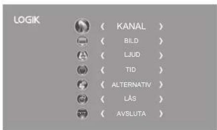 LOGIK KANAL Auto-inställning Manuell DTV-inställning Analog manuell sökning Redigering av kanal Signalinformation CI-Information Programuppdatering