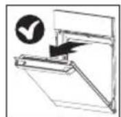 Technical diagram showing a hand using a tool to cut a component, with labeled dimensions A and B
