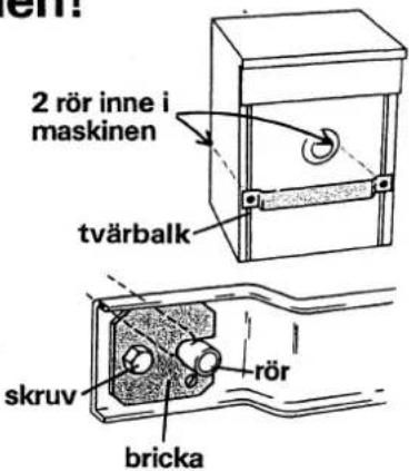2 rör inne i maskinen tvärbalk skruv rör bricka