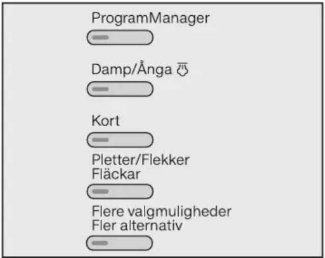 ProgramManager Damp/Ånga Kort Pletter/Flekker Fläckar Flere valgmuligheder Fler alternativ