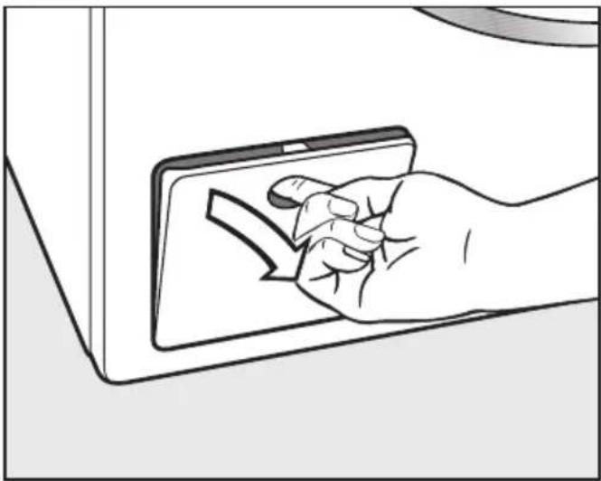 MIELE WKB 110 FamilyCare XL - Öppna luckan vid igensatt av- lopp och/eller strömavbrott - 1