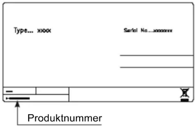 Type... xxx Serial No...xxxxxx = - Produktnummer
