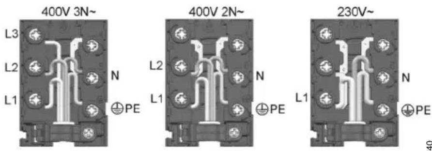 400V 3N~ L3 L2 L1 N PE 400V 2N~ L2 L1 N PE L1 230V~ N PE 740