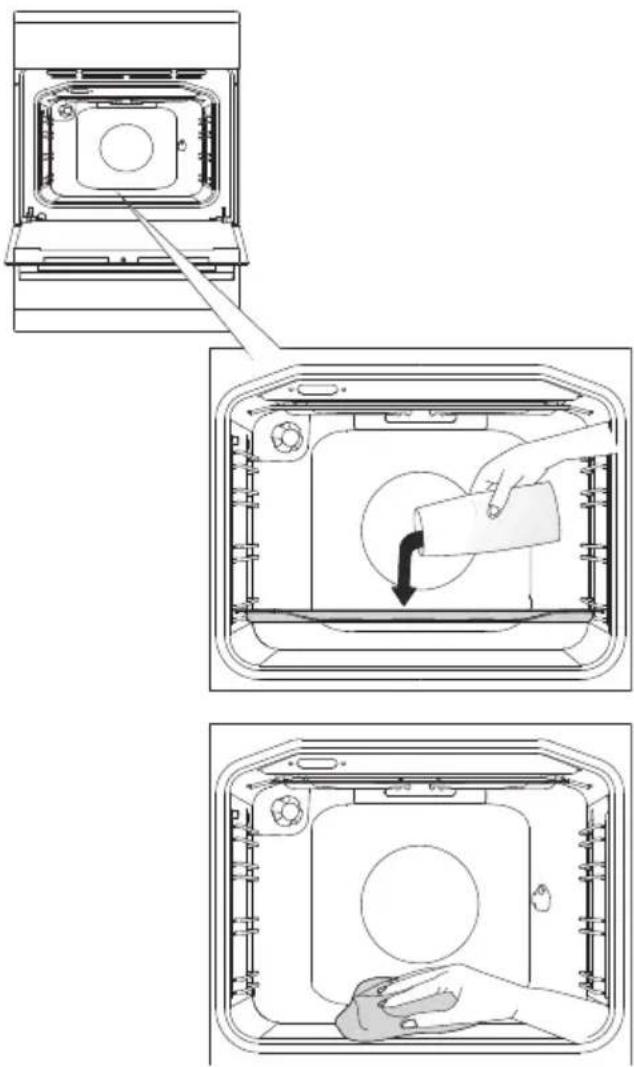 GORENJE EC88552AW - ANVÄNDA FUNKTIONEN AQUA CLEAN (VÅTRENGÖRING) FÖR ATT RENGÖRA UGNEN - 1