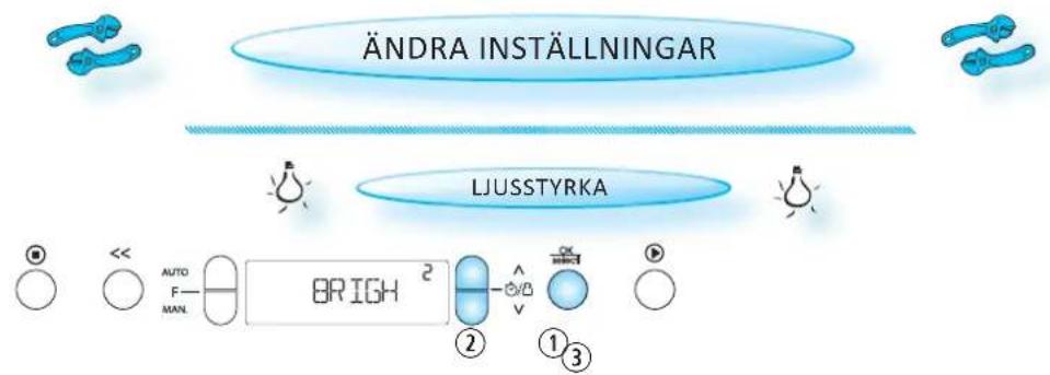 ÄNDRA INSTÄLLNINGAR LJUSSTYRKA