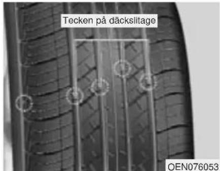 Tecken på däckslitage OEN076053