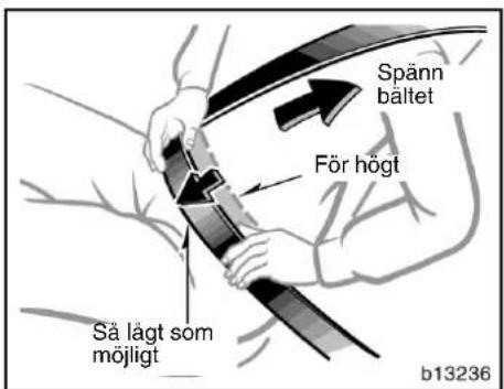 Spänn bältet För högt Så lågt som möjligt b13236